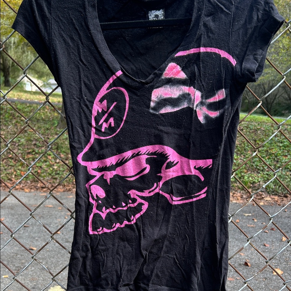 Metal Mulisha Black and Pink Women's Top